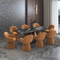 Aeris Ceramic 6 to 8 Seater Extendable Dining Table With 6 Selene Dining Chair