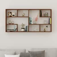 BLUEWUD Petree Engineered Wood Wall Decor Floating Shelf Display Rack Decorative Hall Décor for Living Room Home Furniture (Brown Maple)