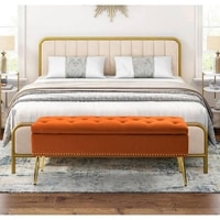 Kajana 2 Ottoman with Storage Color in Orange