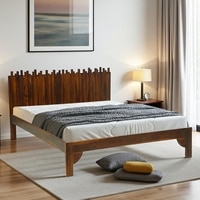 Veloura Queen Size Bed Without Storage in Provencial Teak Finish