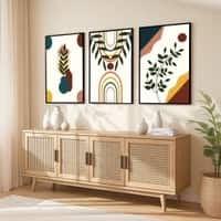 The Castle Decor Boho Abstract Botanical Wall Art Set of 3 Design 15 11x17 Inch