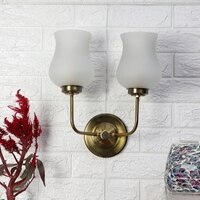 Devansh Metal Electric Wall Light in Gold Colour with White Shade Count of 2 Lights