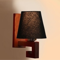 Devansh Solid Wood Electric Wall Light in Black Colour with Black Shade Count of 1 Light
