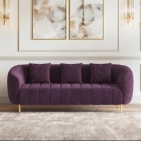 Amora 3 Seater Fabric Sofa In Plumy Purple Velvet Colour