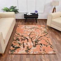 Multicolor Floral Machine Made Polyester 4 X 6 Feet Carpet