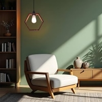 Hex Brown Solid Wood Single Hanging Light