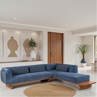 Anish Solid Wood Modular L Shape Sofa in Brown Colour