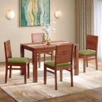 Atlas Crest Storage Solid Wood 4 Seater Dining Table With Atlas Dining Chairs Set