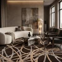 Jaipur Rugs Geometric Wool And Viscose 5x8 Feet Tobacco And Tan Hand Tufted Rug Carpet