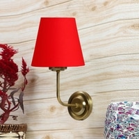 Devansh Metal Electric Wall Light in Gold Colour with Red Shade Count of 1 Light