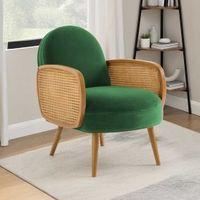 Holden Cane Accent Chair in Green Colour