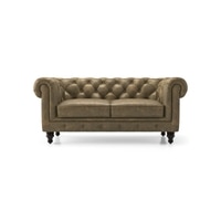 Winchester 2 Seater Luxury Italian Leather Sofa In Antique Moss