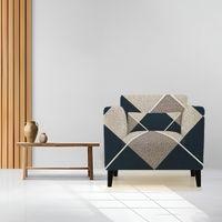 1 Seater Navy Cubes Sofa Cover
