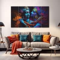 The Castle Decor Radha Krishna Spiritual Wall Art Framed Painting 27x48 Inch (Style 3)