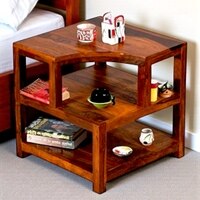 Aural Sheesham Wood Contemporary Bedside Table End Table In Pine Finish (Lgo)