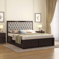 Avon Solid Wood King Size Box Storage Bed In Mahogany Finish