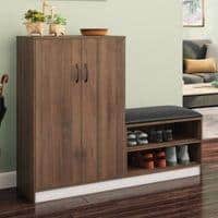 Alex 21 Pair Shoe Cabinet in Classic Walnut Finish