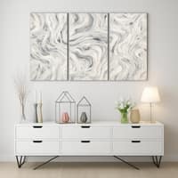 Truss White Black Pieces Ripples Abstract Canvas Wall Canvas Wall Prints Set of 3 Multicolor Matte