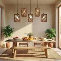 Oblique 5 Series Brown Solid Wood Cluster Hanging Light