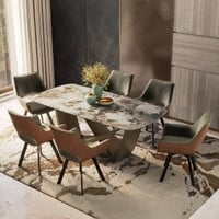 Paloma 6 Seater Dining Table With Set Of 6 Casey Swivel Dining Chairs (Colour- Spanish Ceramic)