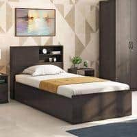 Amy Engineered Wood Single Size Box Storage Bed In Dark Wenge Finish