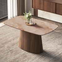 Nola Compact 6 Seater Dining Table in Amber Jade Ceramic