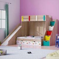 Sleep Nâ€™ Slide Bunk Bed with Slide and Storage in Oak Colour BKBB024