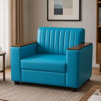 Jayden 1 Seater Sofa In Shine Leatherette Teal Blue Color