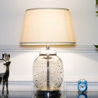 Secret Glass and Metal Table Lamp With White Cotton Shade