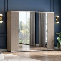 Valeria 6 Door Mirrored Wardrobe in Dual Tone Finish