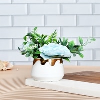 Enchanting Artificial Blue Bloom In White Planter