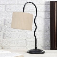 off-white cotton Zig Zag Curvy table lamp with Iron Base (SP23)