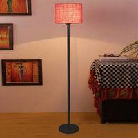 Jefferson Pink Fabric Shade Floor Lamp with Black Iron Base