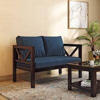 Alden 2 Seater Wooden Sofa (Indigo Blue Honduras)