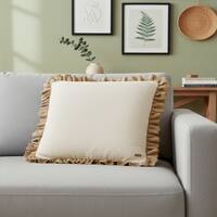 Ruffle Natural  And Khaki Knitted Cushion Cover  16X16 Inches