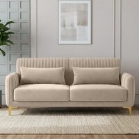 Monly Velvet 3 Seater Sofa Cream Color