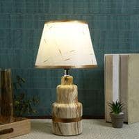 White and Golden Artisanal Table Lamp