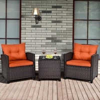Carry Bird Wicker Patio Furniture Outdoor Balcony Chairs In Orange Colour