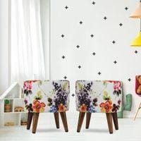 Sebastian Solid Wood  Ottomon in  Multicolor Colour