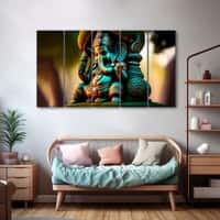 The Castle Decor Lord Ganesha Wall Painting Wooden Framed 27x48 Inch (Style 5)