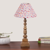 Devansh Multicolor Cotton Table Lamp With  Wood Natural Base (10X10X21 Inches)-40