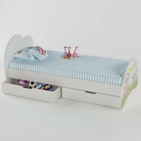 Cloud Tails Engineered Wood Drawer Storage Bed in Pink Colour