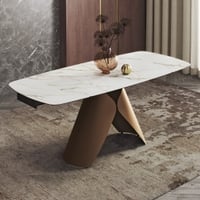 Aeris Ceramic 4 to 6 Seater Extendable Dining Table in Gilded White Finish