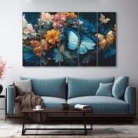 The Castle Decor Beautiful Butterfly Wall Art Set of 5 27x48 Inch