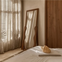 Nira Solid Wood Floor Mirror in Brown Colour