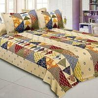 Zakaria Multicolor Abstract 150 TC Cotton Double Size Bedsheet with 2 Pillow Covers