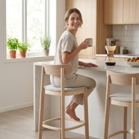 Scandinavian Lowen Counter Chair Natural Wood Finish
