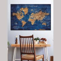 Truss Blue World Map Canvas Wall Prints Canvas Wall Prints Set of 2 Multicolor Matte