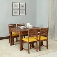 Arbor 4 Seater Dining Set with Cushioned Chairs in Yellow Colour