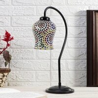 Multicolor Mosaic Glass Curvy Table lamp with Iron Base (EN27)